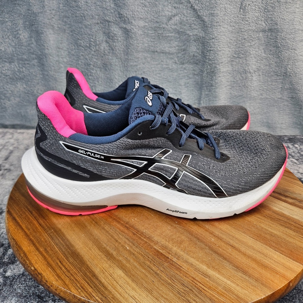 Asics Gel-Pulse 14 Womens Shoes Size 8 Gray Pink Black Athletic Running Sneakers